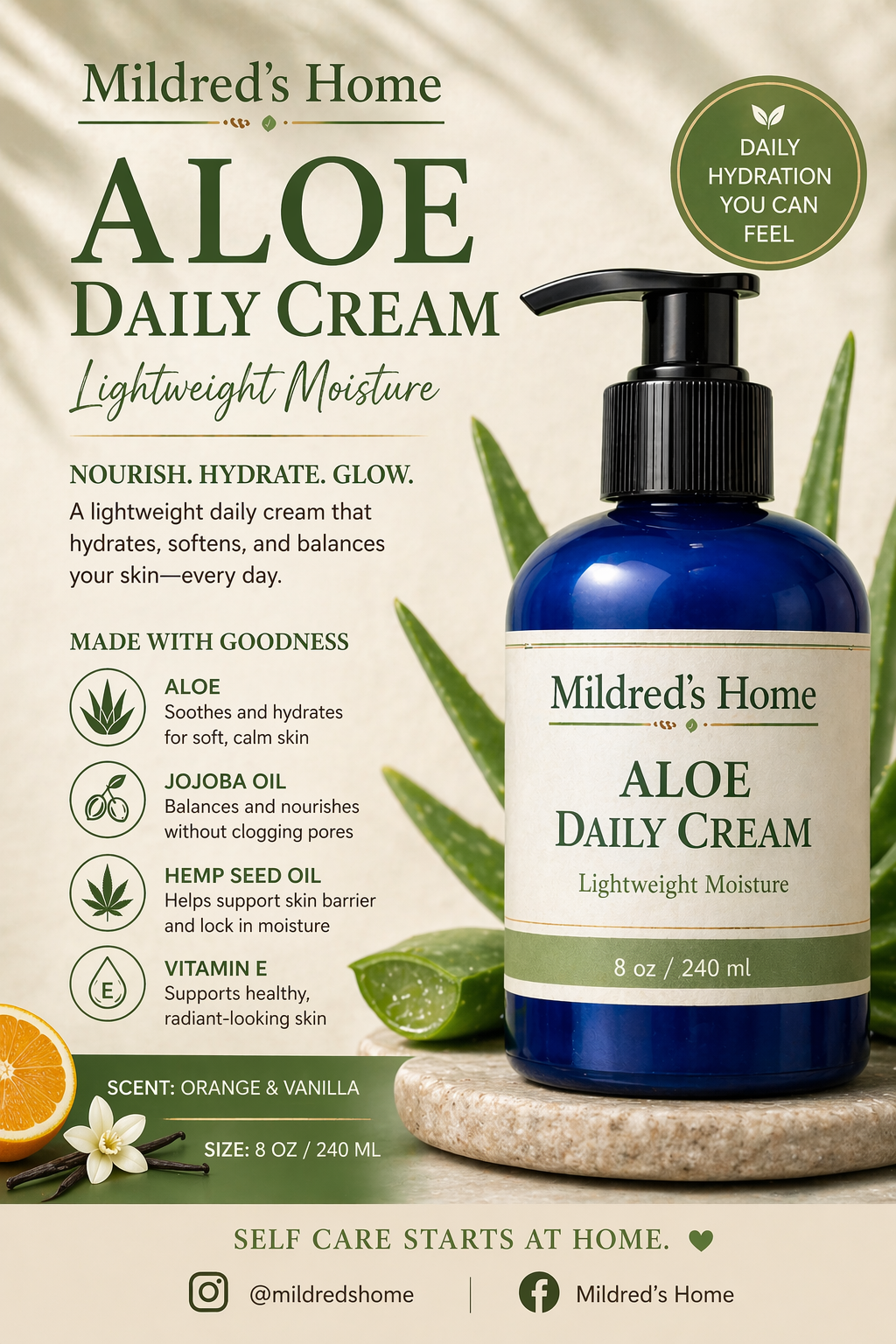 Hydrating Daily Aloe Cream- Orange & Vanilla-Full-clear