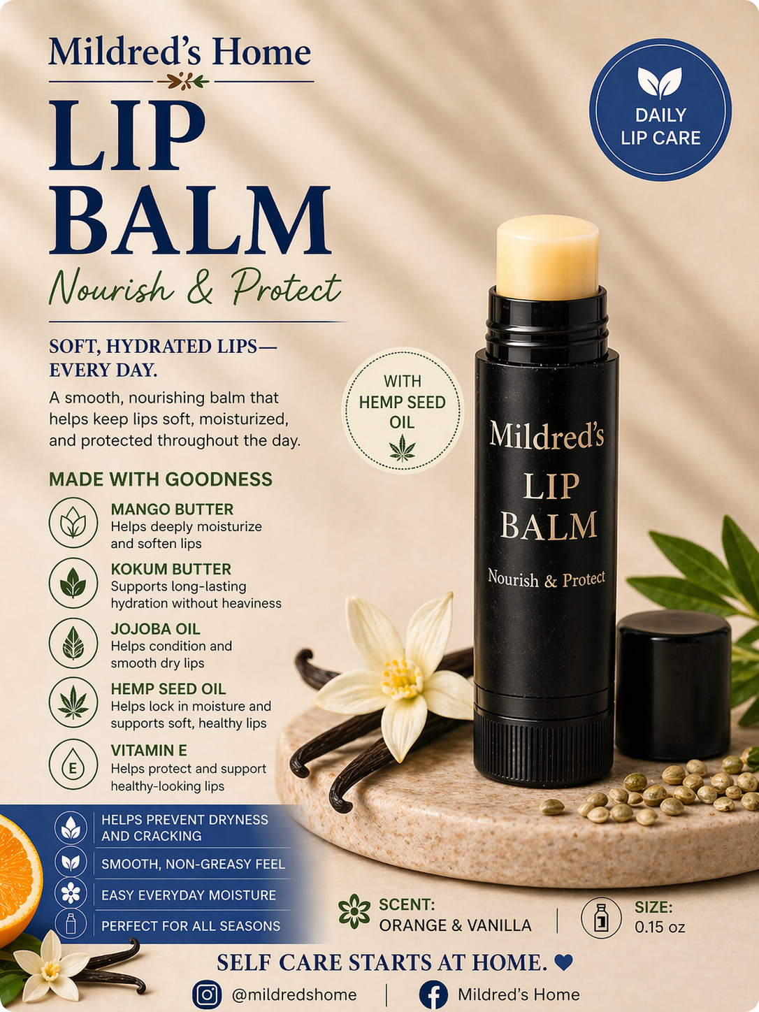 Daily lip Balm- Mildreds Home-Clear Skin-full-deep