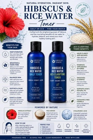 Hibiscus Toners for Radiant Skin - Daily or ACV Formulas for Glowing Complexion